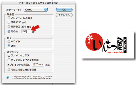 ラスタライズの設定について